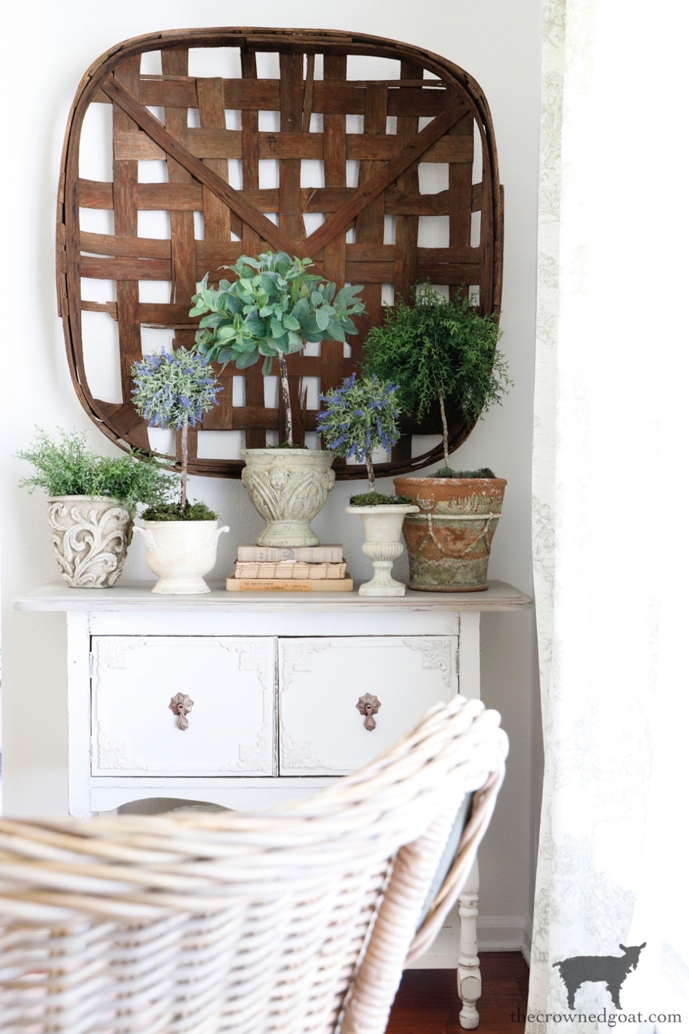 Side Buffet Distressed White Sideboard French Vignette