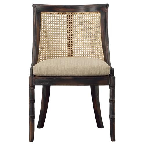 Side Chair Bamboo Style Mahogany Cane Back Coastal Chic