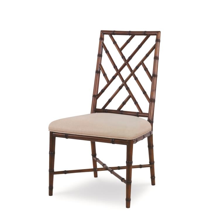 Side Chair Walnut Finish Bamboo X-Stretcher Base