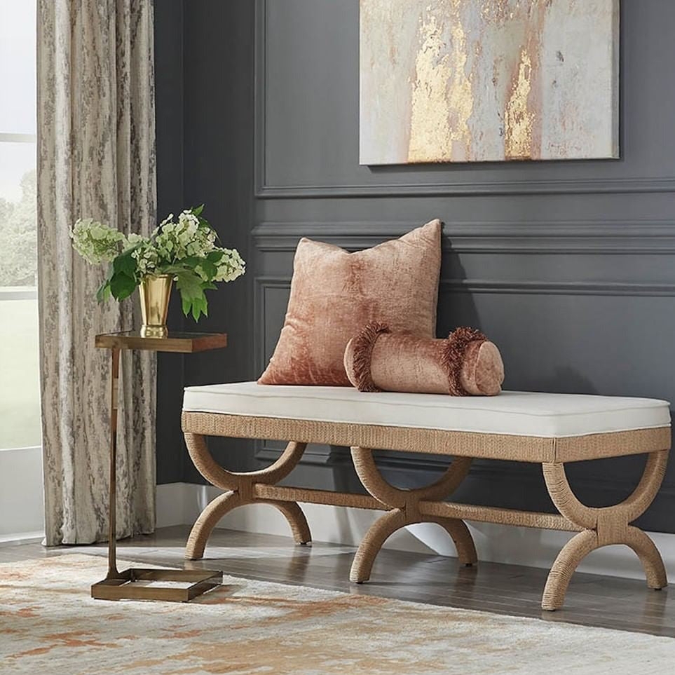 Side Table C-Shaped Frame Antique Brass Slim Profile