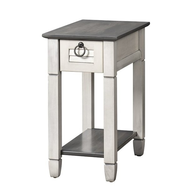 Side Table Shutter Drawer Front Two Tone Slim Charcoal Gray