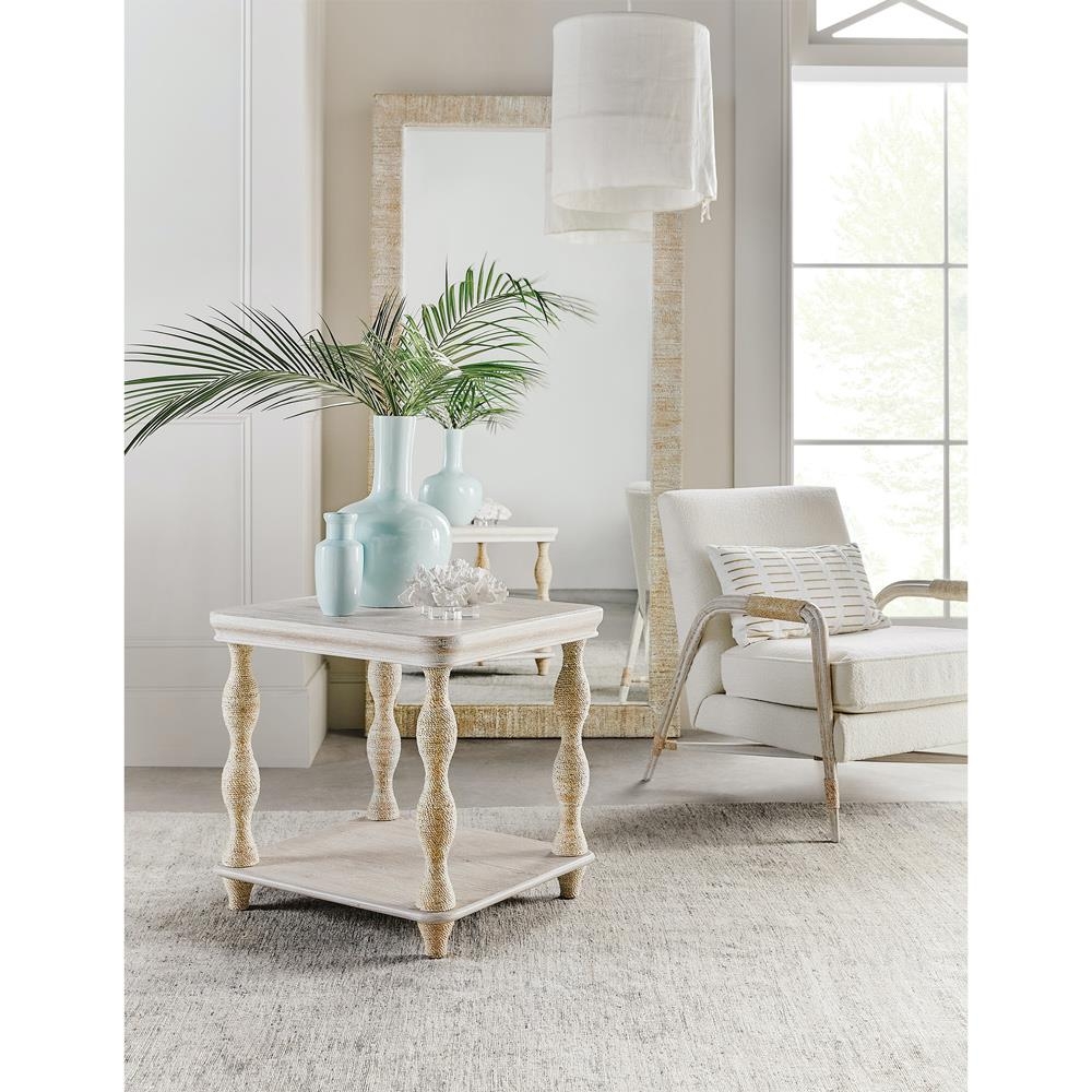 Side Table Turned Legs Whitewashed Rope Wrapped Accent