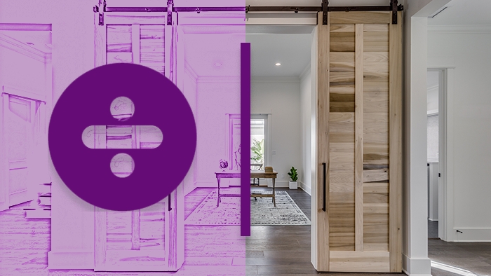 Sliding Barn Door: Staggered Plank Design Matte Black Hardware