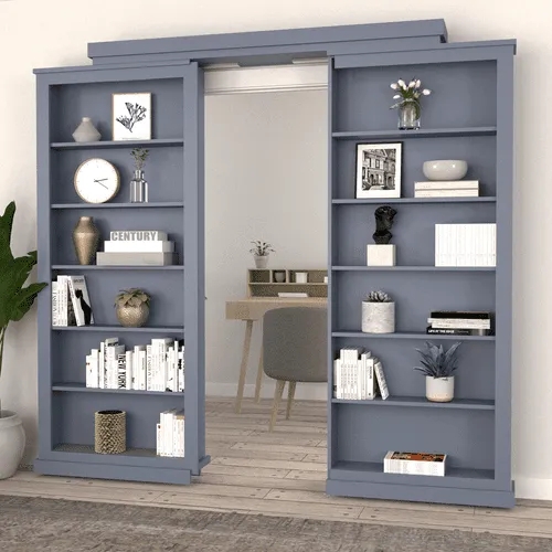 Sliding Bookcase Door Slate Blue - Space Saving Bookshelf Divider