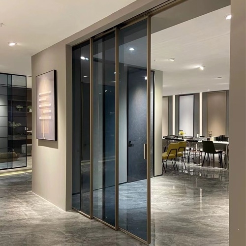 Sliding Door Divider Smoked Glass Slim Frame Sliding Glass Doors