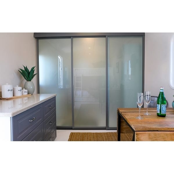 Sliding Room Divider Charcoal Triple Track Sliding Doors