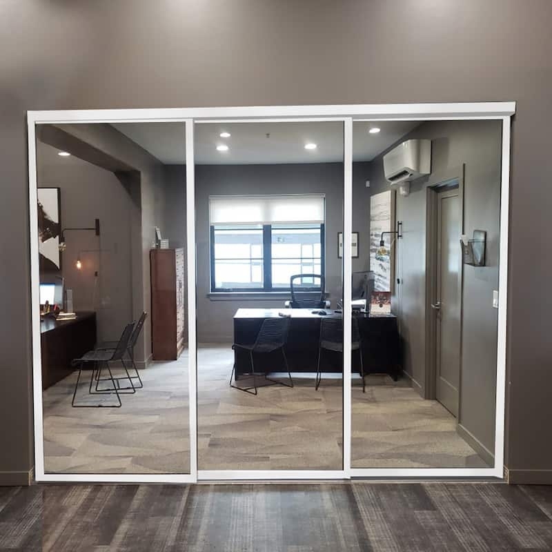 Sliding Room Divider White Aluminum Triple Track Partition Wall