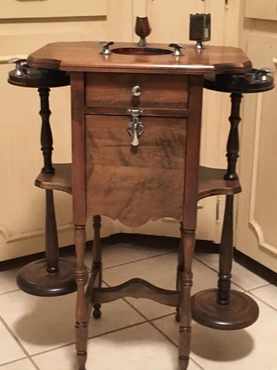 Smokers Cabinet Swing Out Ashtrays Pipe Rack Walnut