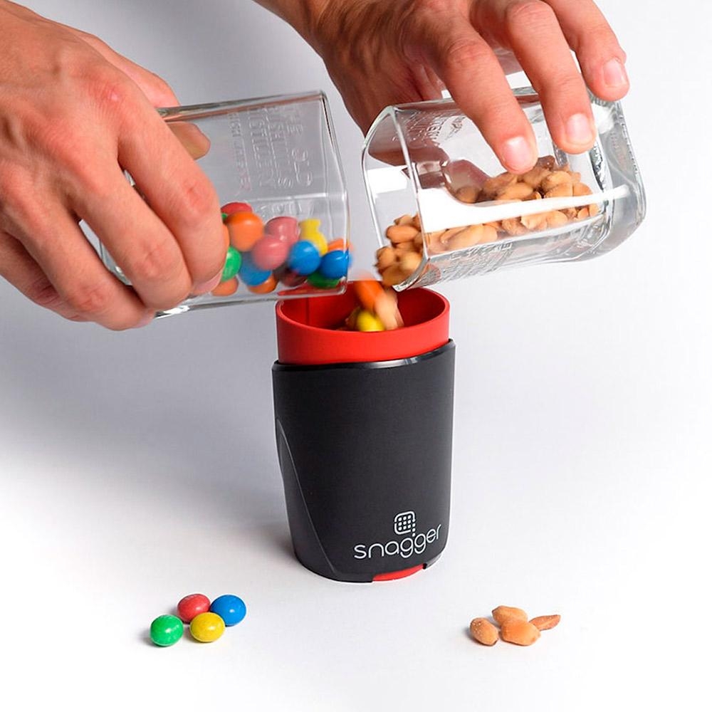 Snack Dispenser Ergonomic Sleeve Dark Grip Red Two Tone