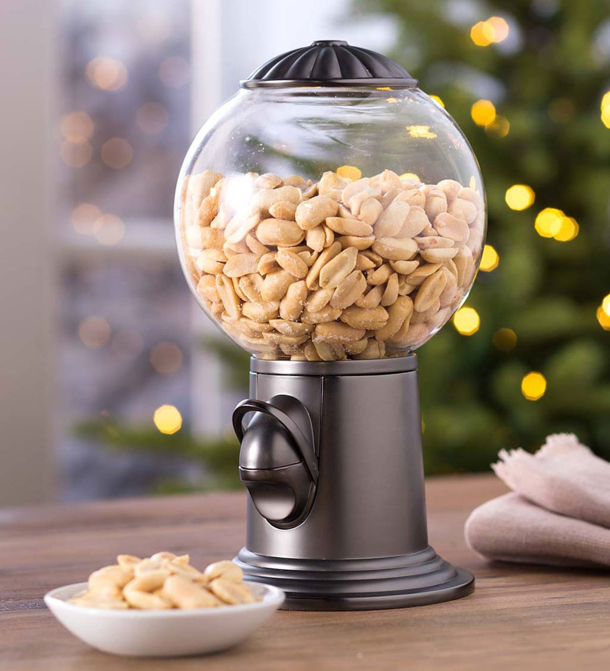 Snack Dispenser Spherical Glass Globe Dark Bronze Finish