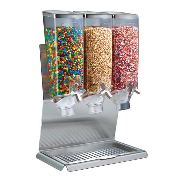 Snack Dispenser Triple Canister Star Knobs Slotted Tray