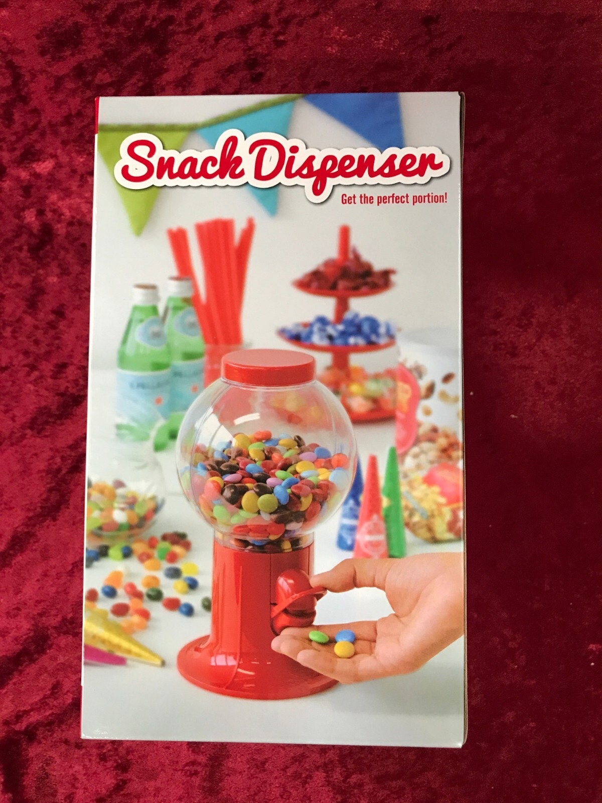 Snack Dispenser Vibrant Red Spherical Globe Manual Lever