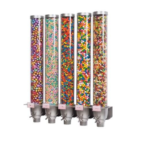 Snack Dispenser Wall Mounted Five Unit System Rotary Knobs