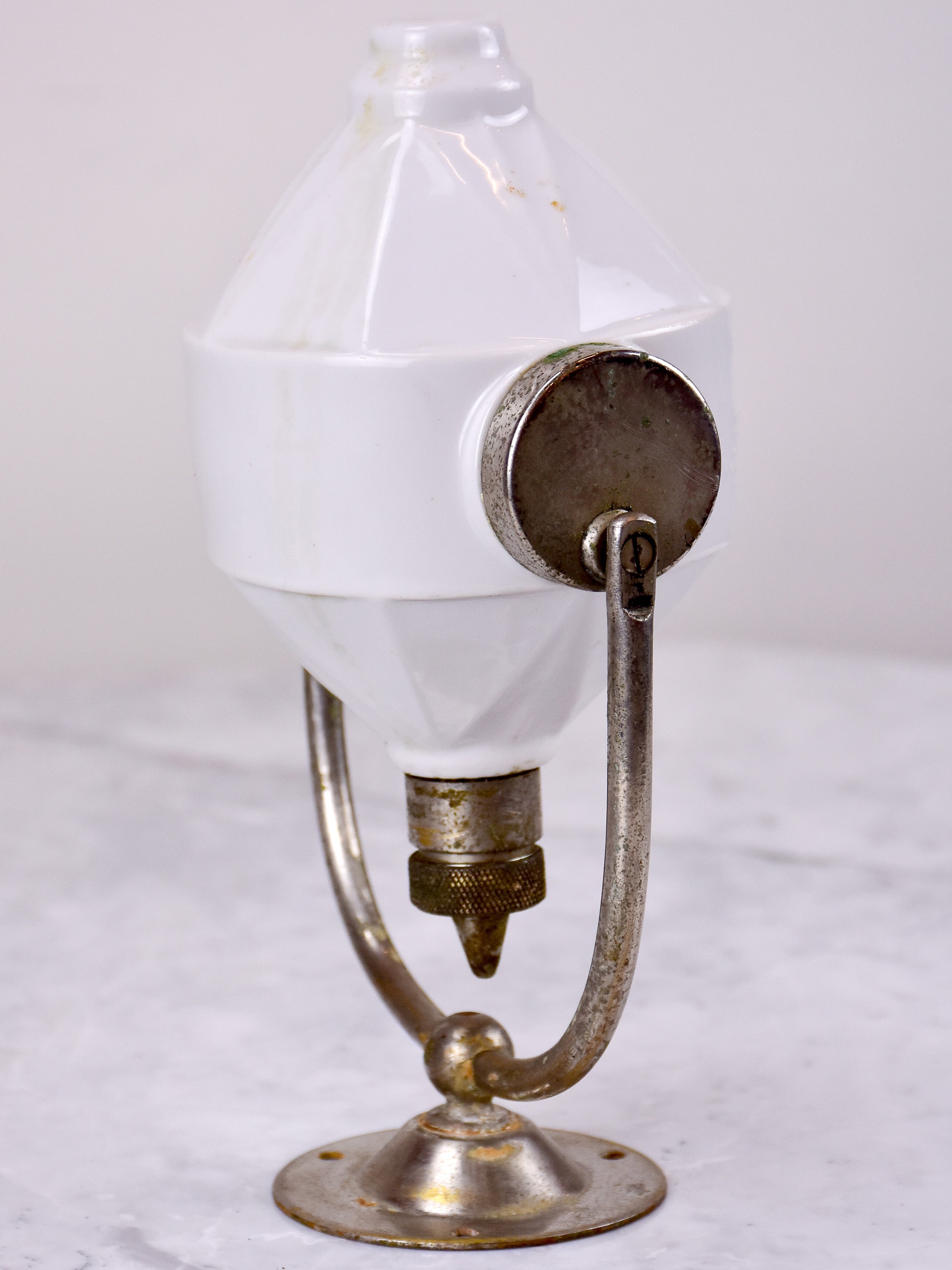 Soap Dispenser Faceted Ceramic Vessel Swivel Metal Cradle