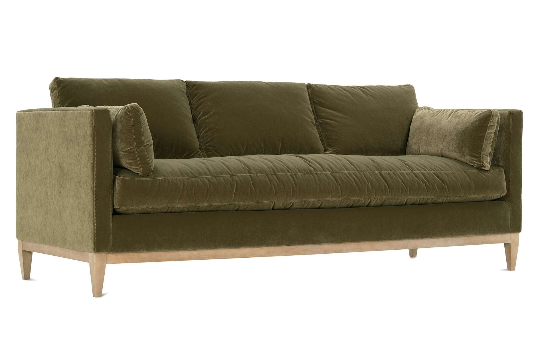 Sofa 86 Inch Width Single Bench Seat Olive Velvet