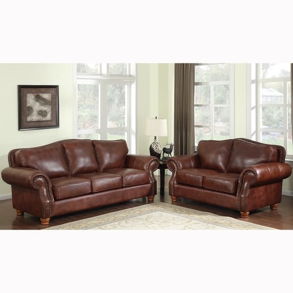 Sofa And Loveseat Set Italian Leather Whiskey Leather Set