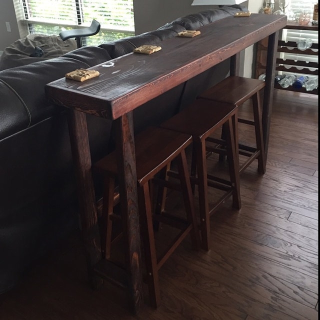Sofa Bar Table Red Mahogany Narrow Behind-Couch Table