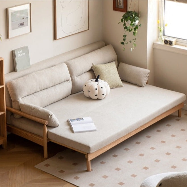 Sofa Bed: Folding Oak Frame Small Apartment Daybed