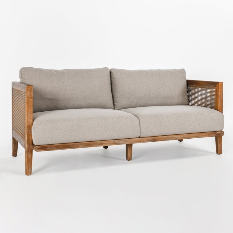 Sofa Cane Side Taupe Sofa Weathered Wood Frame Organic Modern Style