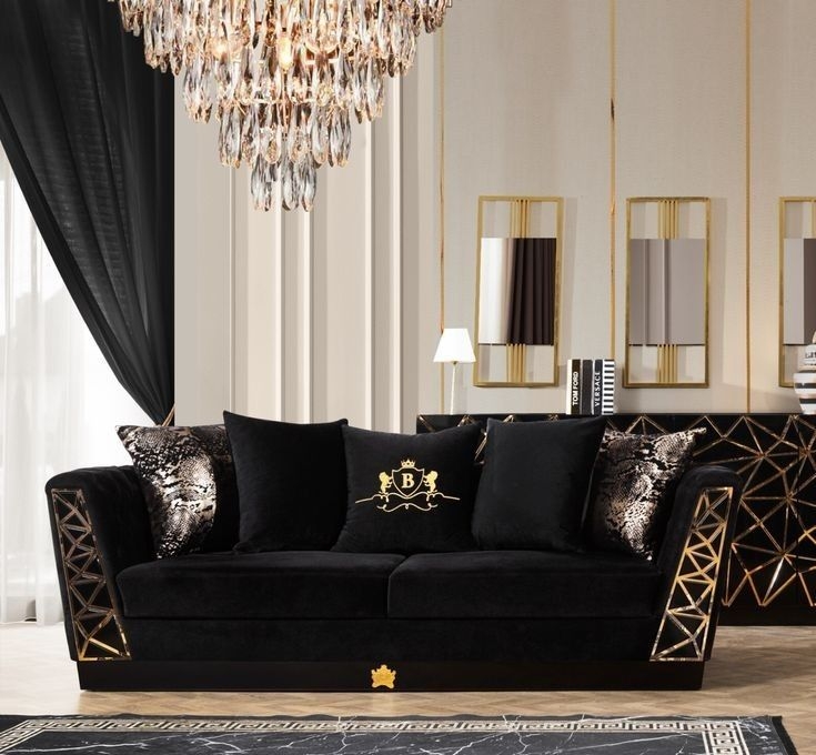 Sofa featuring Snakeskin Print and Geometric Metal Arm