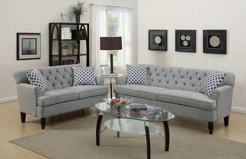 Sofa Set Diamond Button Tufting Glass Tiered Coffee Table Tradition