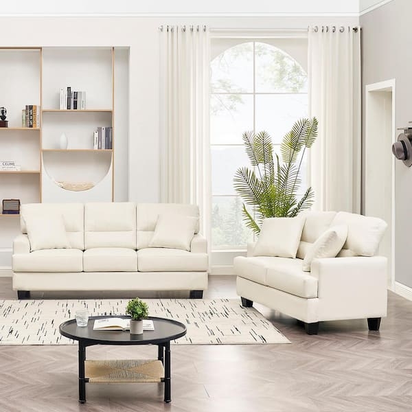 Cream Color Leather Couch