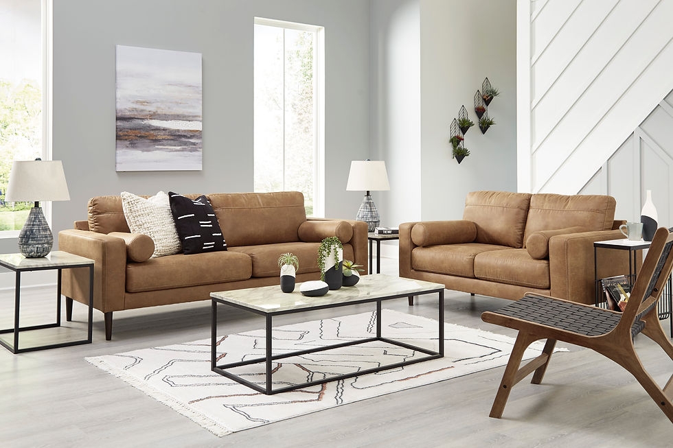 Sofa Set with Bolster Pillows and Woven Wood Accent Chair