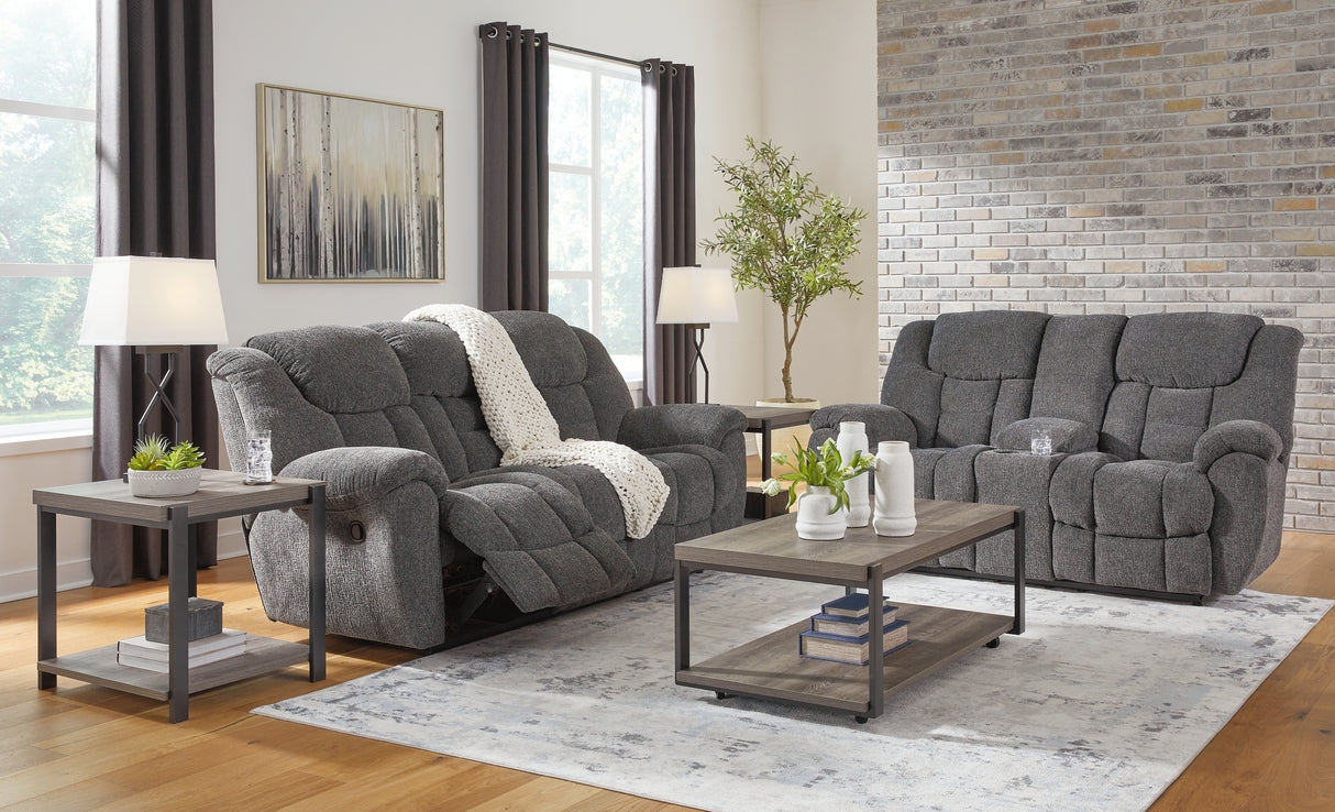 Sofa Set with Center Console Loveseat in Textured Fabric