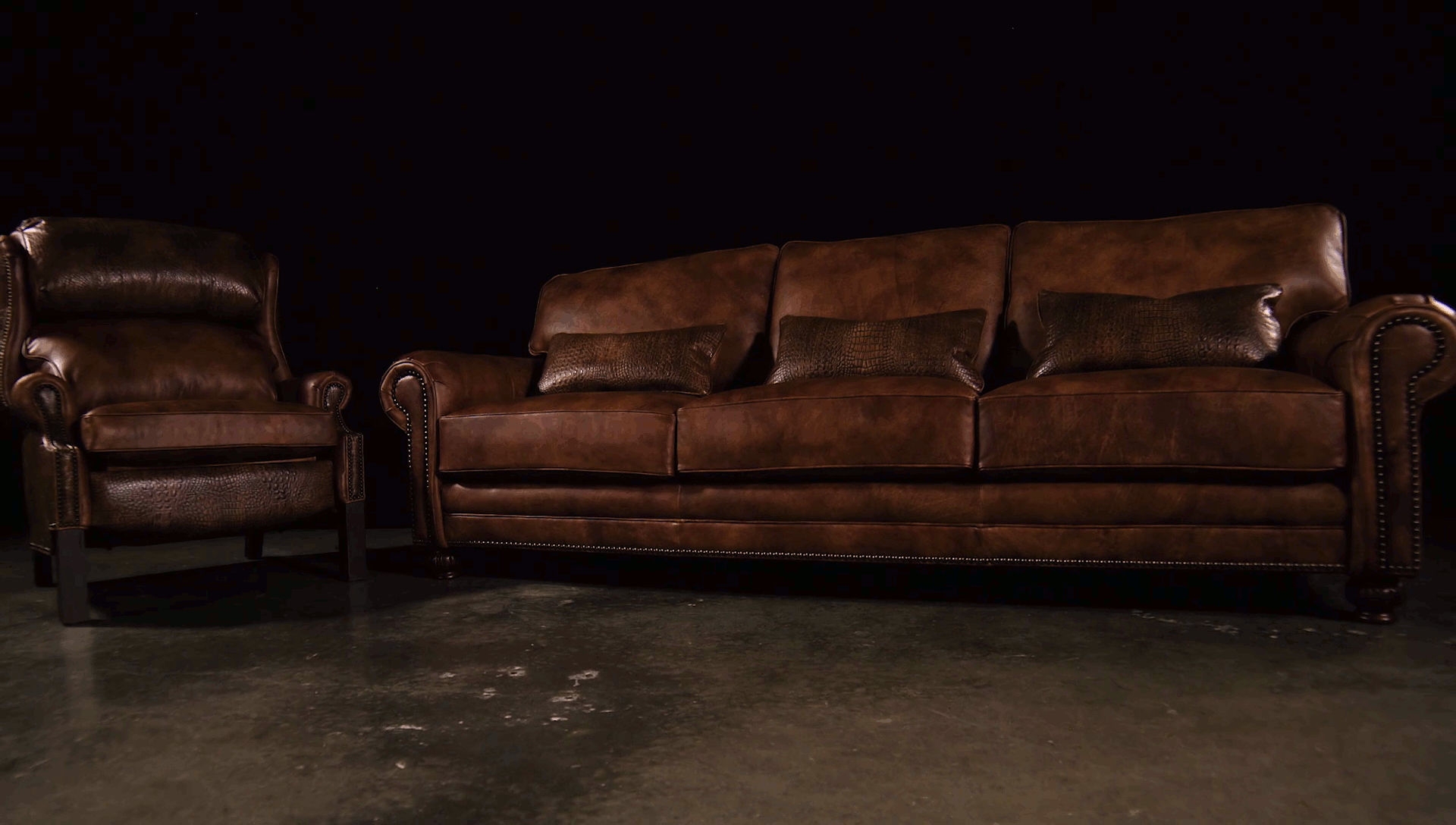 Sofa Set with Croc Embossed Texture Classic Seating Set