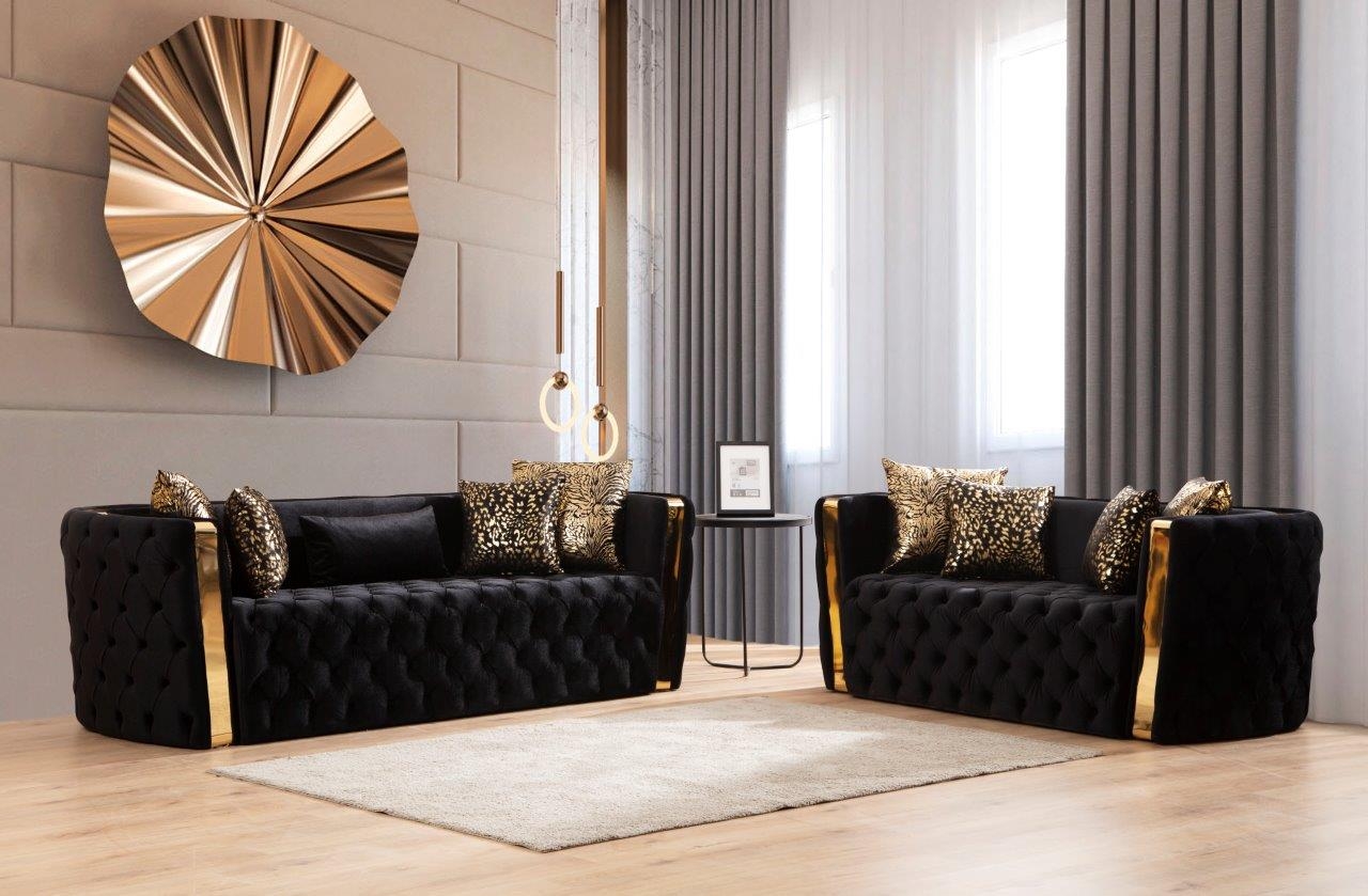 Sofa Set with Diamond All Over Tufting and Button Tufted Velvet