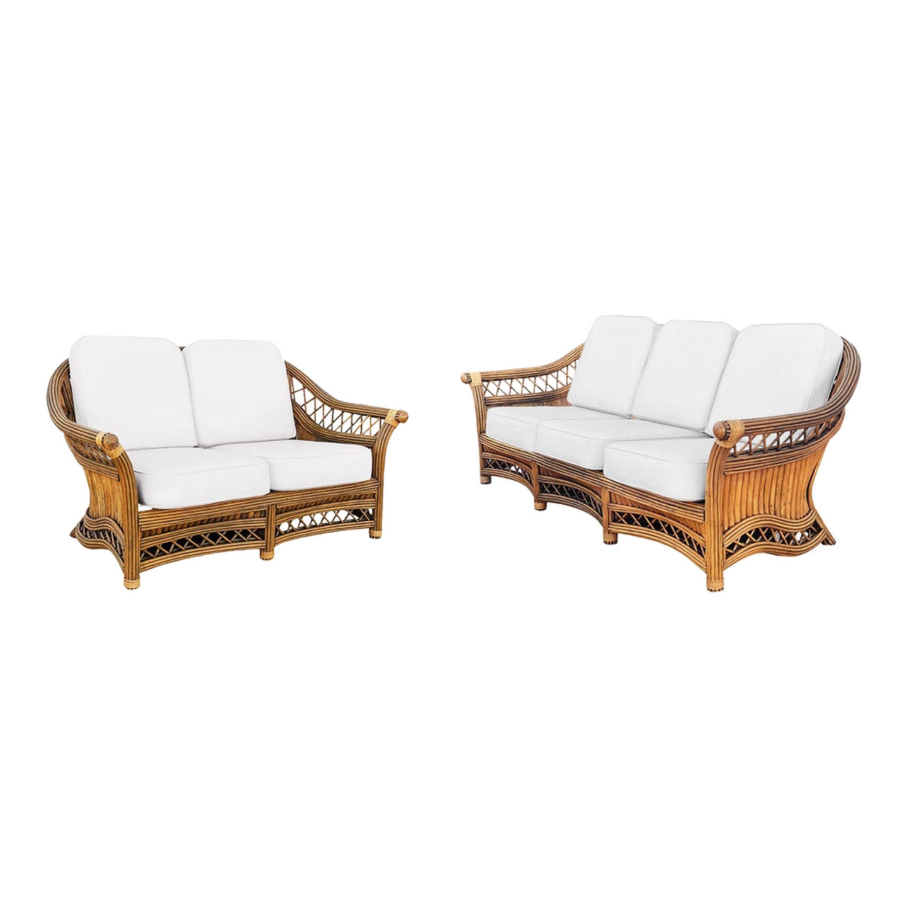 Sofa Set with Stick Reed Frame and Fan Back Silhouette
