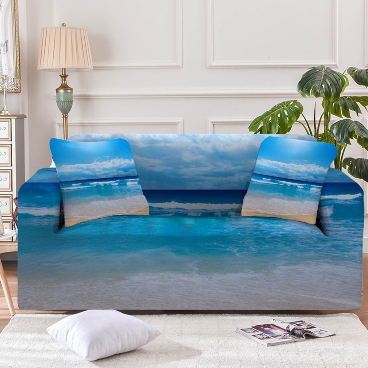 Sofa Slipcover Photorealistic Ocean Seascape Print