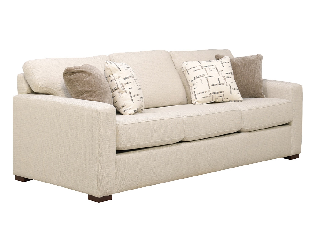 Sofa Square Track Arm Couch Tahitian Taupe Transitional Woven Fabric