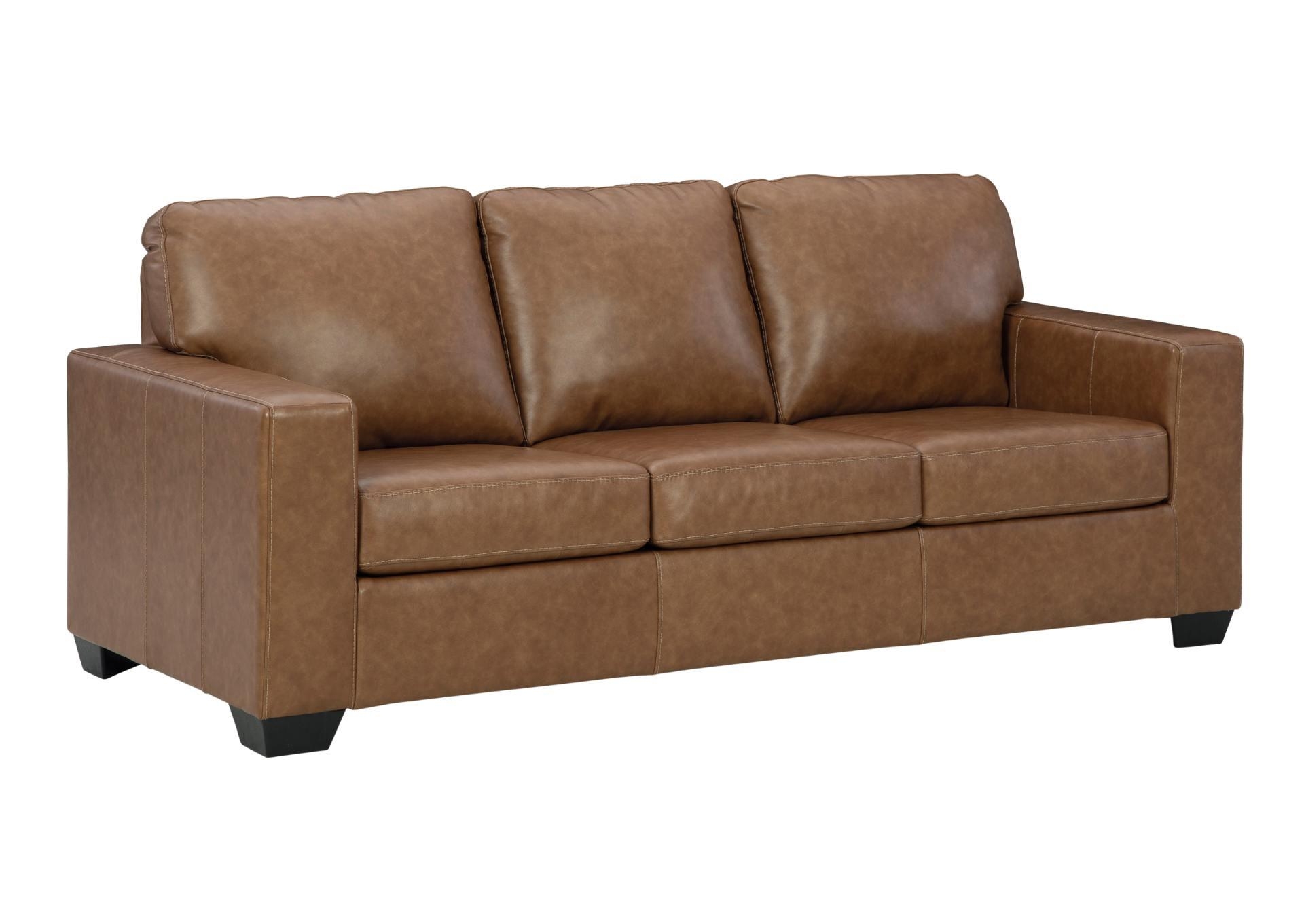 Sofa Vertical Stitching Track Arms Caramel Leather Sofa