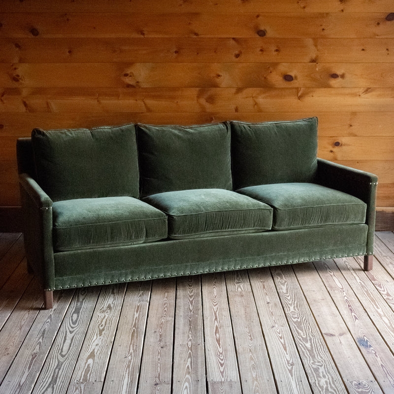 Sofa With Nailhead Trim And Three Cushion Design Dark