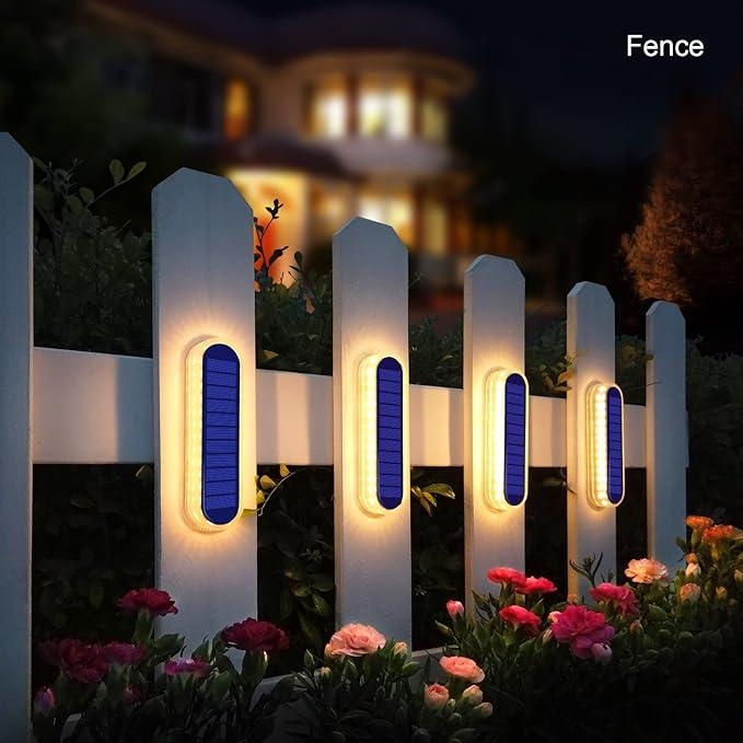 Solar Fence Light: Oval Warm White Waterproof Garden Illumination