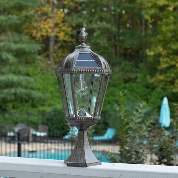 Solar Post Light: Weathered Bronze Finish Pier Mount Outdoor Lamp