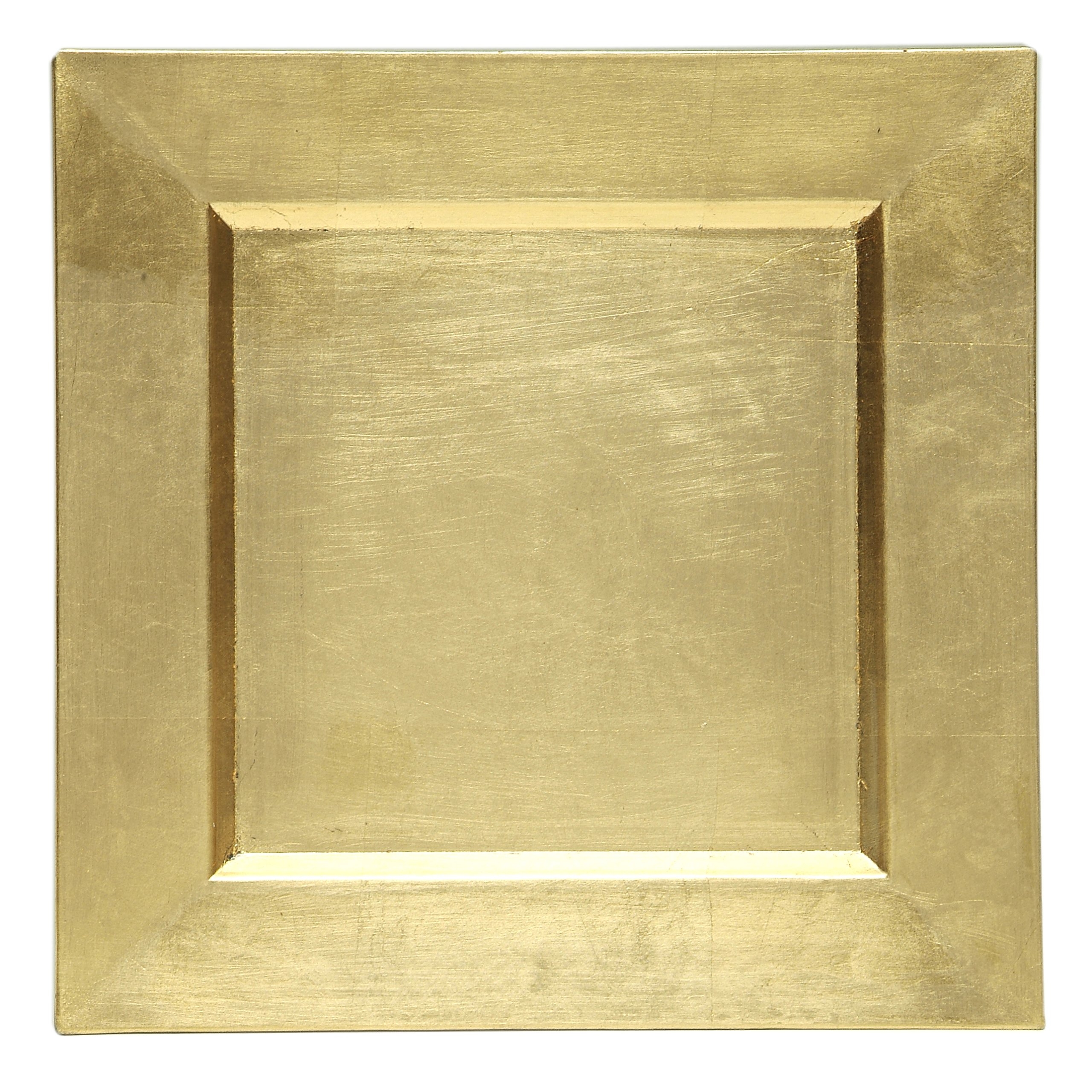 Square Charger Plate Melamine Brushed Gold Finish Glam