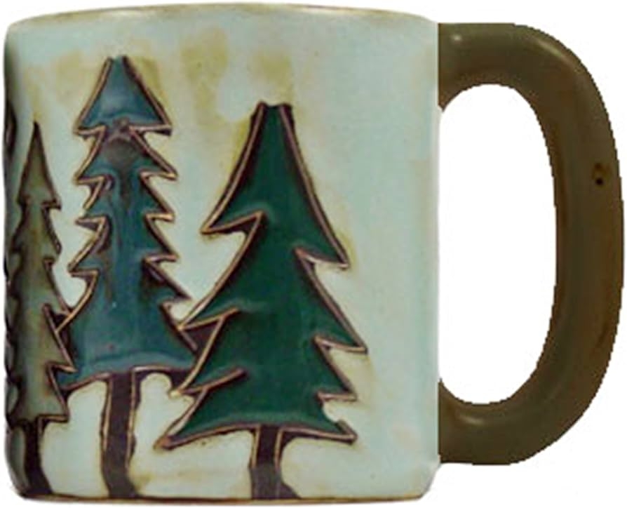 Stoneware Mug with Debossed Details and Large Ergonomic Handle