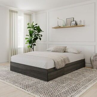 Storage Bed Modern Bark Finish Handle-Free Frame