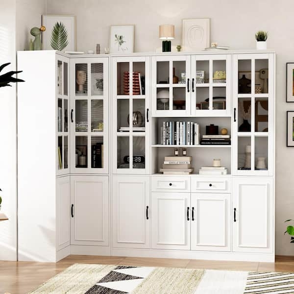 Storage Cabinet Combination with Mullion Glass Doors