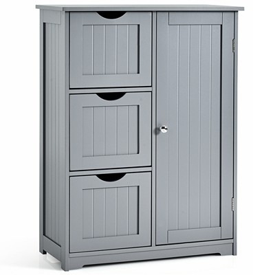 Storage Cabinet: Half Moon Pulls Grey Beadboard Cabinet