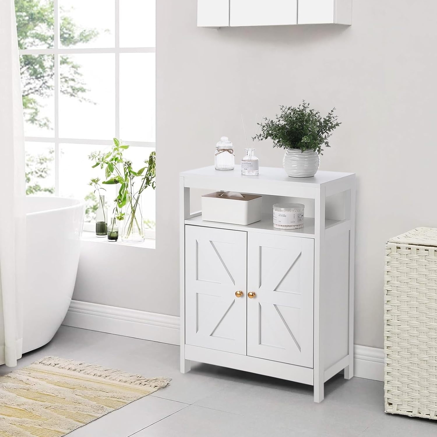 Storage Cabinet: X Frame Doors Storage Cabinet with X Doors
