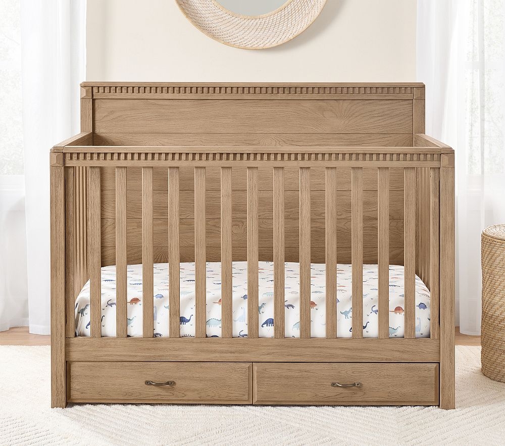 Storage Crib Natural Oak Wood Dentil Molding Trim Nursery Solution