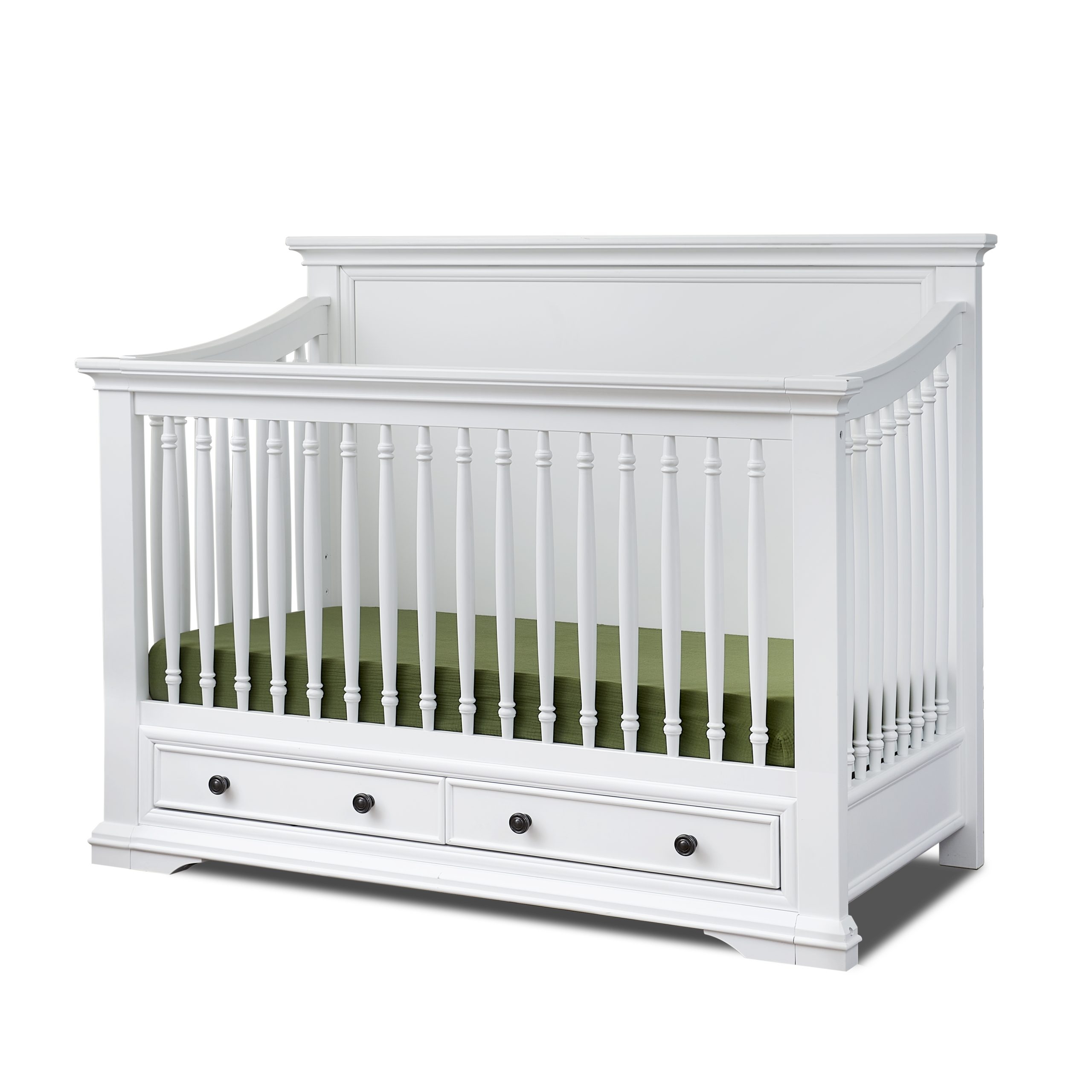 Storage Crib Turned Spindles Paneled Headboard Traditional Bed