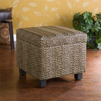 Storage Ottoman Leather Like Safari Style Lift Top Cube