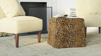 Storage Ottoman Skirted Base Spotted Pattern Storage Lid