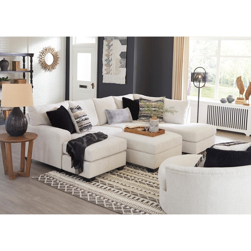 Storage Ottoman Warm Ivory Chunky Weave with Hidden Storage