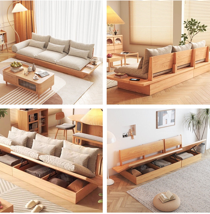 Storage Sofa: Hydraulic Lift Light Wood Zen Furniture