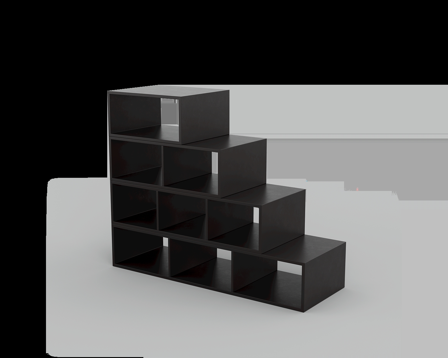 Storage Staircase: Charcoal Black Stepped Charcoal Storage Stairs